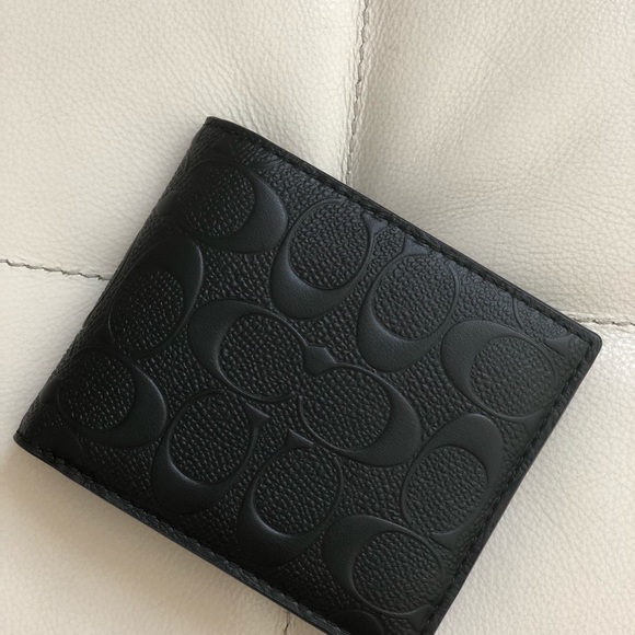 Coach Bags Coach Compact Id Wallet In Signature Leather Black